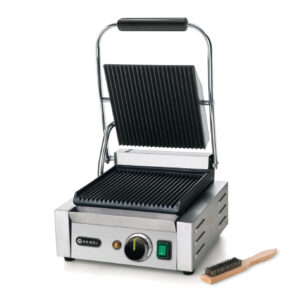 Hendi contactgrill enkel | geribbeld-geribbeld
