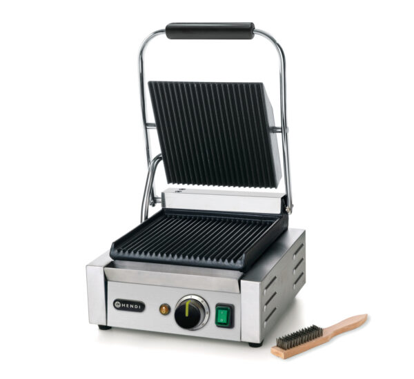 Hendi contactgrill enkel | geribbeld-geribbeld