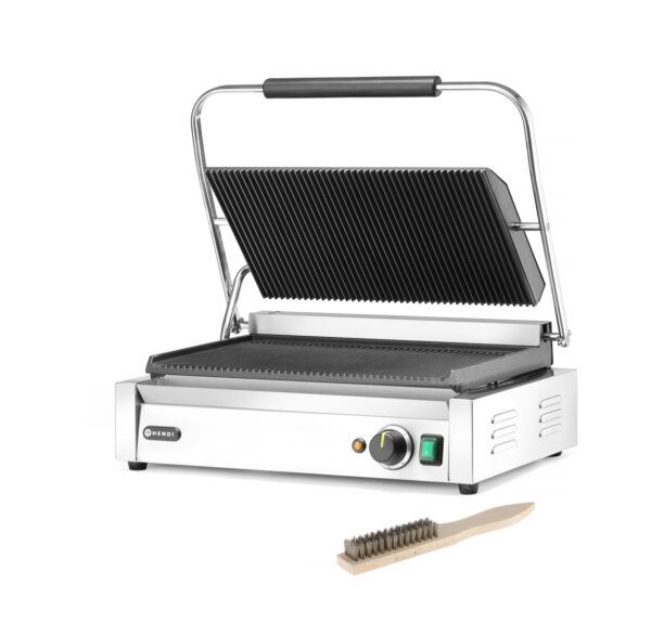 Hendi contactgrill Panini enkel XL | geribbeld-geribbeld