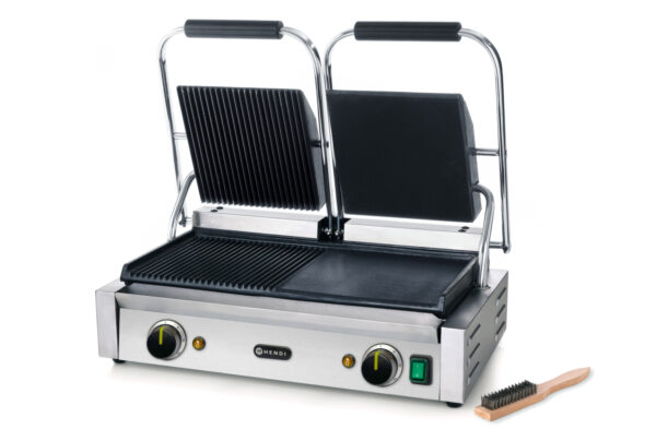 Hendi contactgrill dubbel | geribbeld-geribbeld | glad-glad