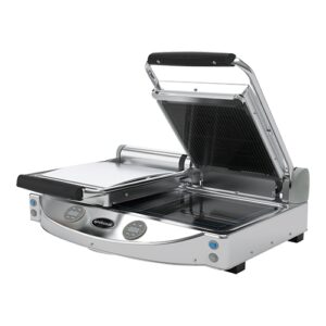 Spidocook contactgrill "Spidoglass" dubbel vitrokeramisch programeerbaar | glad-geribbeld