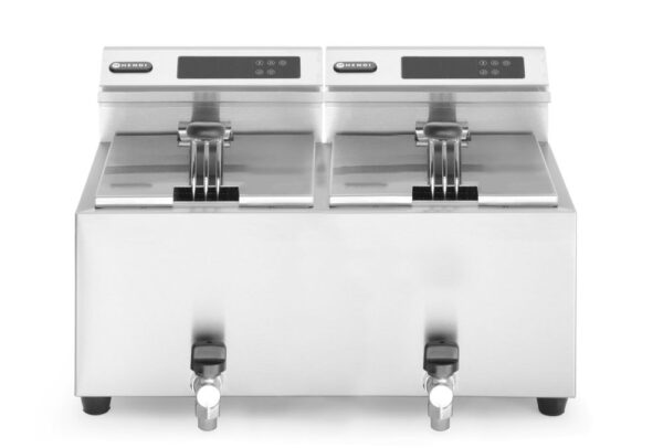 Hendi Friteuse Profi Line met aftapkraan digitaal - 2 x 8 ltr
