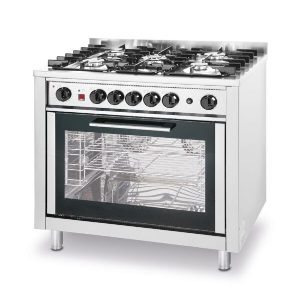Hendi Gasfornuis - 5 pits met elektrische oven