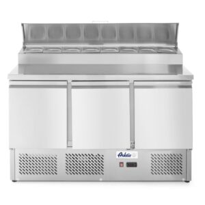 Arktic saladette met 3 deuren en verhoogde GN vitrine | Inhoud 380 ltr