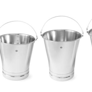 Zware kwaliteit RVS Emmers met versterkte voet | 7 ltr | 10 ltr | 12 ltr | 15 ltr