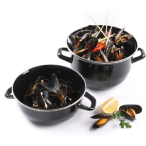 Mosselpan geëmailleerd - met deksel, HENDI, 4,2L, ⌀260x(H)210mm