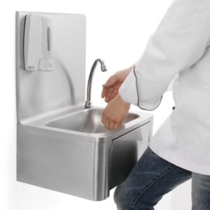 Hendi wasbak | kraan kniebediening | en zeepdispenser |