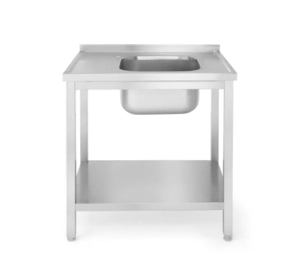 Werktafel met wasbak rechts | en schap 800x600x850-880 mm