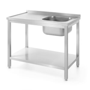 Spoeltafel met plank – geschroefd, diepte 600 mm, HENDI, Profi Line, Rechterkant, 1000x600x(H)850mm
