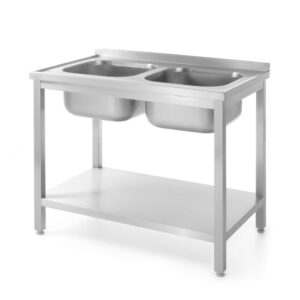 Hendi dubbele spoeltafel met schap | voor zelfmontage |