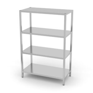 Opbergrek met 4 volledige planken – geschroefd, HENDI, Kitchen Line, 1000x500x(H)1800mm