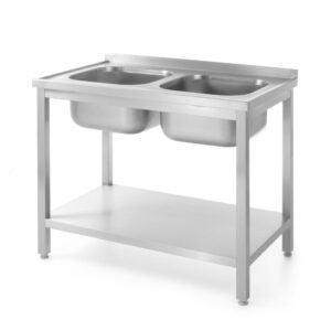 Hendi spoeltafel met dubbele spoelbakken met schap | rvs | 1000x700x850 mm |