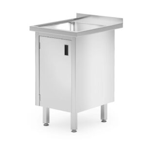 Hendi Enkele spoeltafel met kast | 600 x 600 x 850 mm |