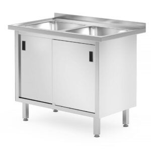 Hendi dubbele spoeltafel met kast | 1000x600x850 mm |