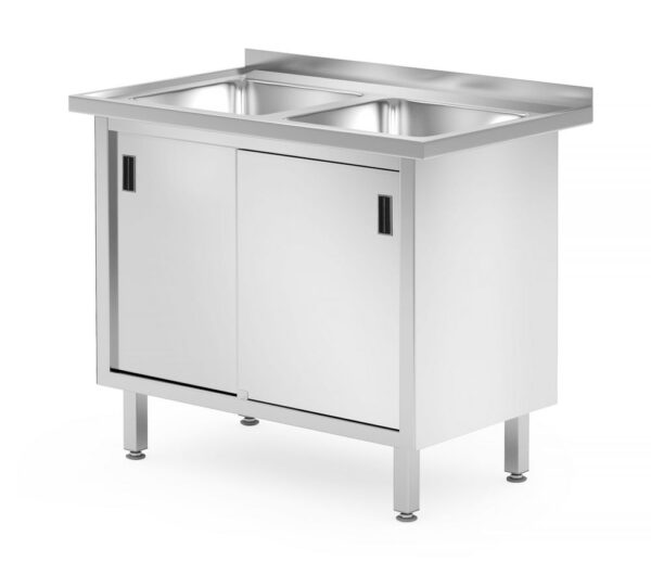 Hendi dubbele spoeltafel met kast | 1000x600x850 mm |