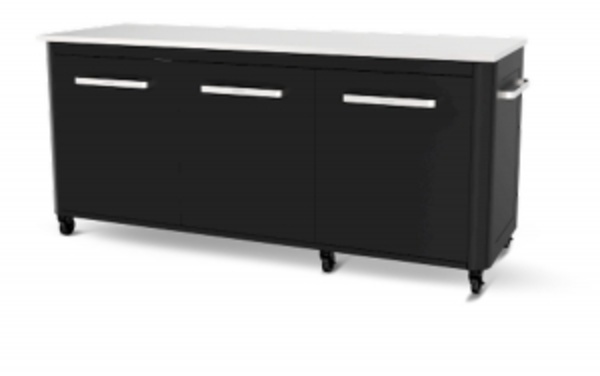 COZZE Werktafel 3-deurs zwart met RVS werkblad