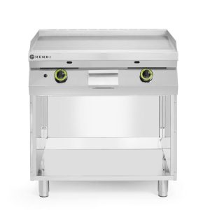 Gladde gasgrillplaat gemonteerd op een onderkast, gesloten aan drie zijden, HENDI, Kitchen Line, 10kW, 800x700x(H)900mm