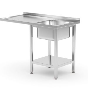 Spoeltafel met plank en ruimte voor onderbouwvaatwasser, HENDI, rechts, 1200x700x(H)850mm