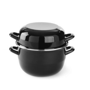 Mosselpan geëmailleerd - met deksel, HENDI, 2,5L, ⌀220x(H)190mm