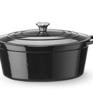 Braadpan geëmailleerd gietijzer, HENDI, 6,88L, Zwart, 405x255x(H)134mm