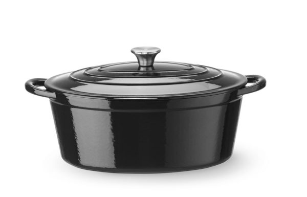 Braadpan geëmailleerd gietijzer, HENDI, 6,88L, Zwart, 405x255x(H)134mm