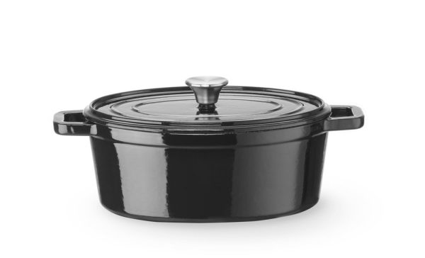 Braadpan geëmailleerd gietijzer, HENDI, 4,4L, Zwart, 365x290x(H)115mm