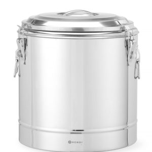 Geïsoleerde draagbare container, HENDI, Kitchen Line, 31L, Zilver, ⌀400x(H)445mm