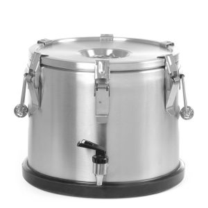 Geïsoleerde draagbare container – met kraan, HENDI, Profi Line, 15L, Zilver, ⌀330x(H)280mm