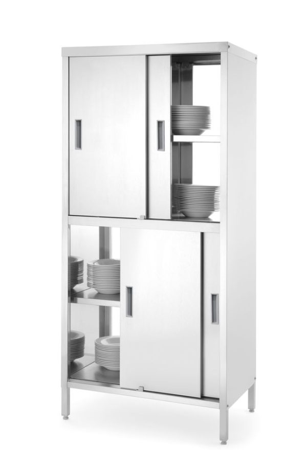 Doorgangskast met tussenschot en schuifdeuren – geschroefd, HENDI, Kitchen Line, 1000x600x(H)1800mm