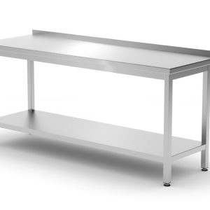 Wandtafel met plank – geschroefd, diepte 600 mm, HENDI, Profi Line, 1800x600x(H)850mm