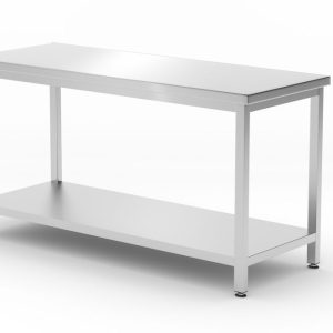 Centrale tafel met plank – geschroefd, diepte 600 mm, HENDI, Profi Line, 1600x600x(H)850mm