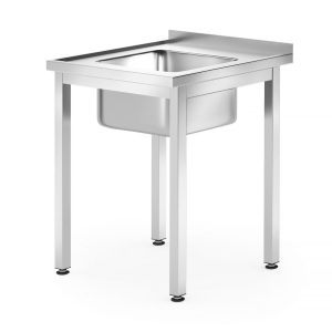 Spoeltafel – geschroefd, diepte 600 mm, HENDI, Profi Line, Spoelbak in het midden, 600x600x(H)850mm