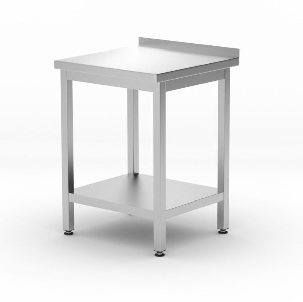 Wandtafel met plank – geschroefd, diepte 600 mm, HENDI, Kitchen Line, 600x600x(H)850mm