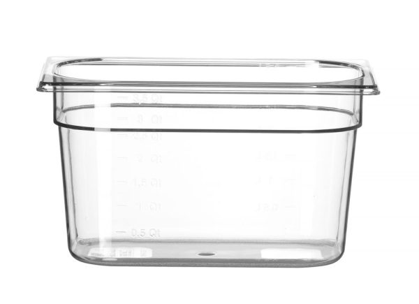 GN Container 1/4 polycarbonaat, HENDI, Profi Line, Transparant, Diverse hoogtes | per 5 stuks
