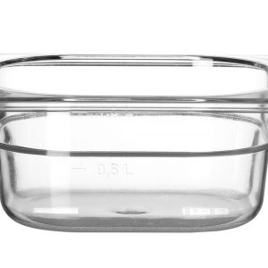 GN Container 1/6 polycarbonaat, HENDI, Profi Line, GN 1/6, 1L, Transparant, 176x162x(H)65mm